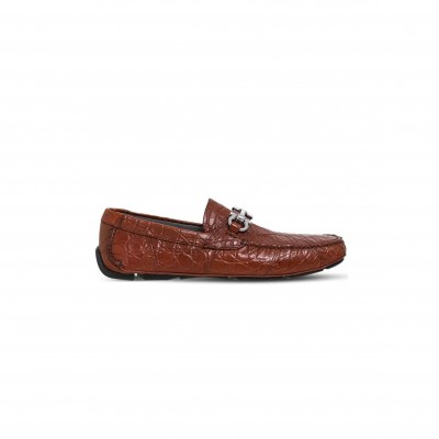 FERRAGAMO GANCINI-BUCKLE LEATHER DRIVING SHOES 